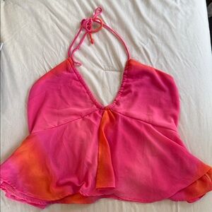 Wild Fable Pink and Orange Halter Tank Top